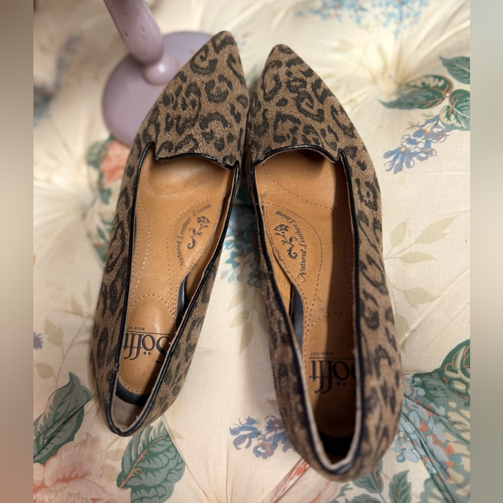 Leopard Print Women's Leather Loafers Sofft Brand Comfy Cute - Picture 7 of 7